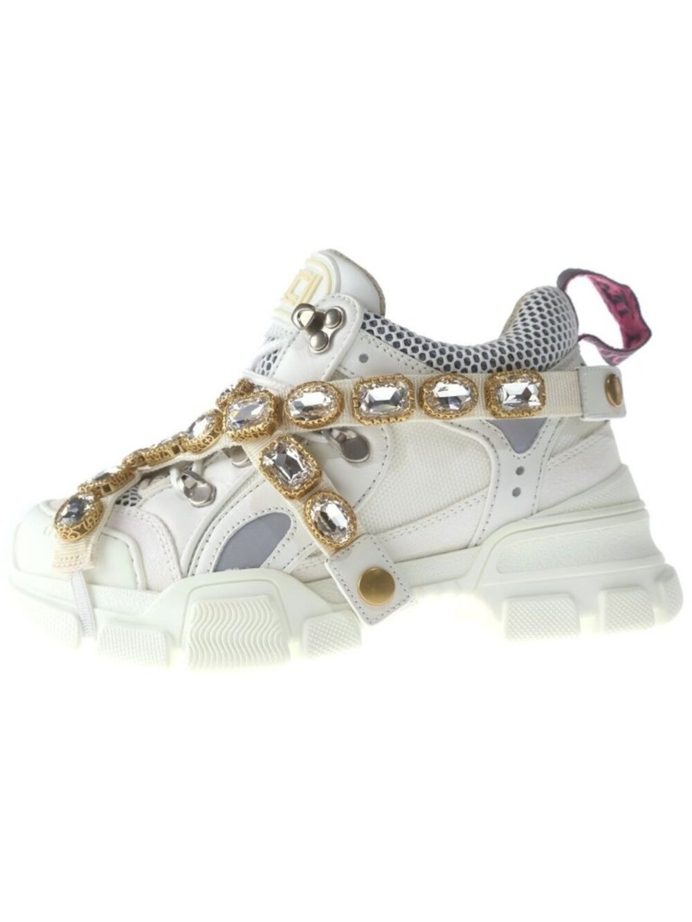Gucci Flashtrek Crystal Low Cut Sneakers White GG - Picture 1 of 6